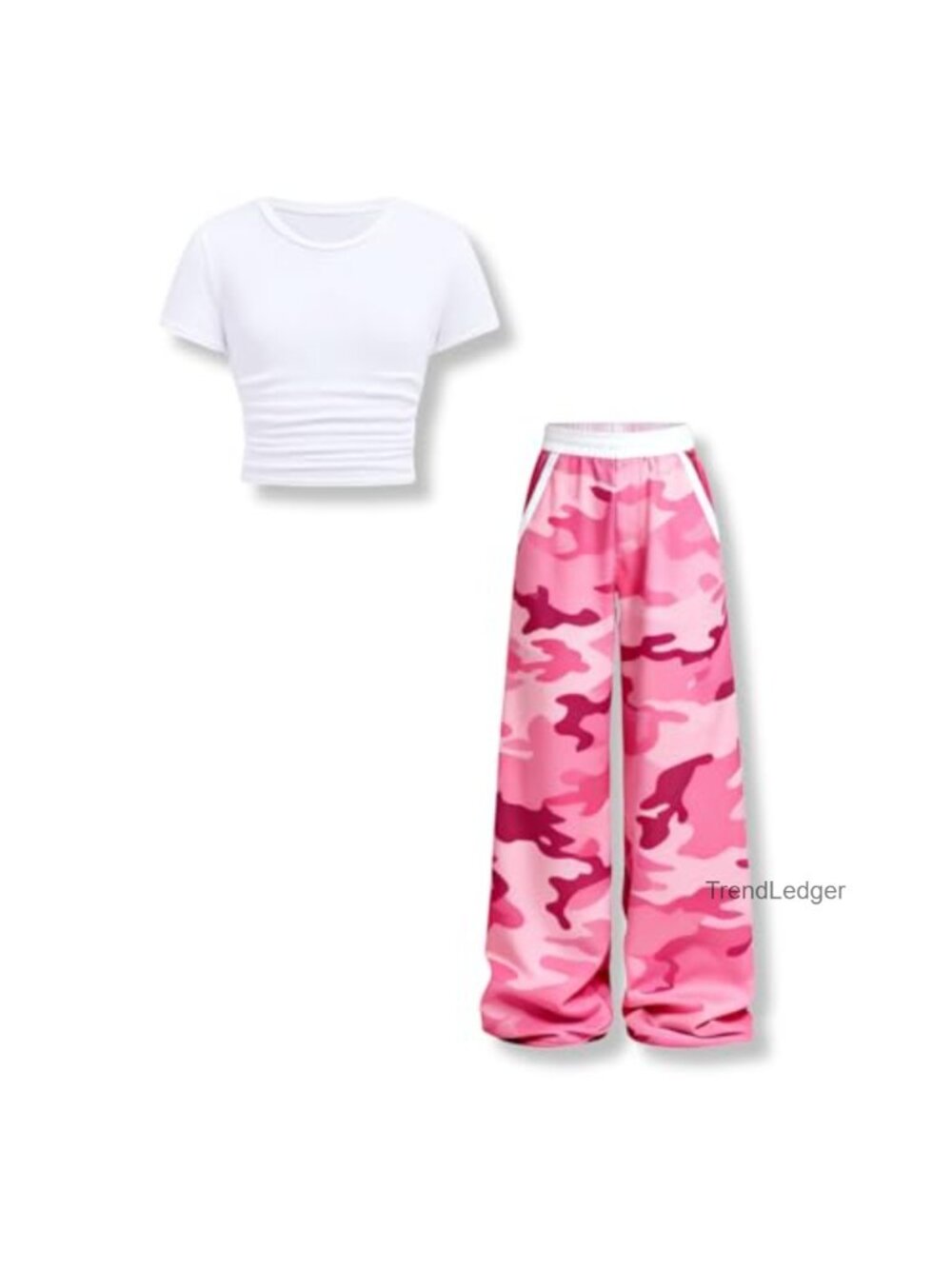 Girls 2 Piece Short Sleeve Tee & Camo Pants Set Casual Spring Summer Outfit